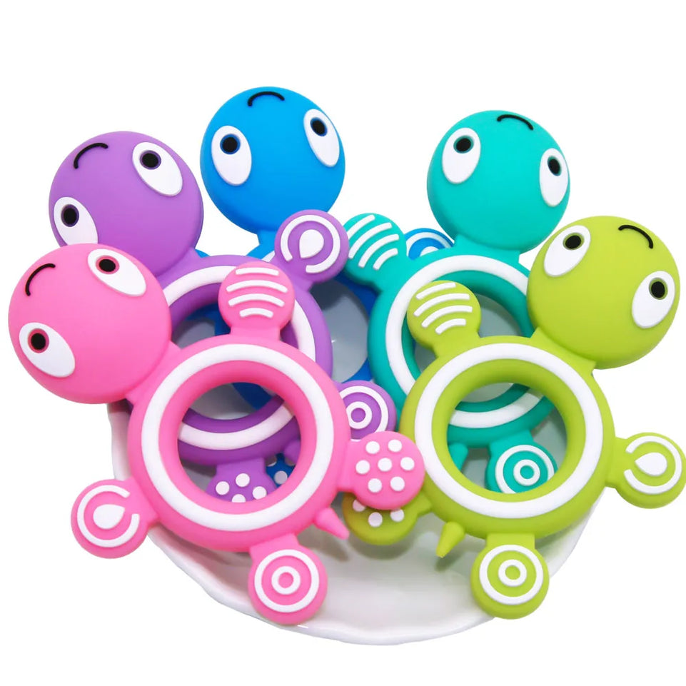 Cute-idea Silicone Baby Teethers 1pc Turtle Animal cartoon Food Grade  Silicone Tiny Rod Kids Goods Nurse Gift Baby Teething Toy