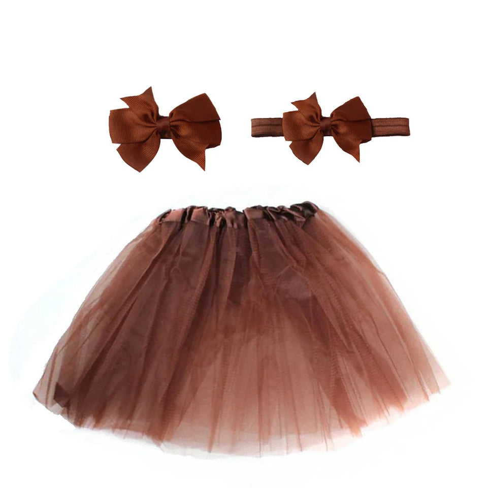 Baby Girl Tulle Tutu Skirt and Headband Hair Clip Sets Newborn Photography Props Newborn Baby Birthday Gift 13 Colors