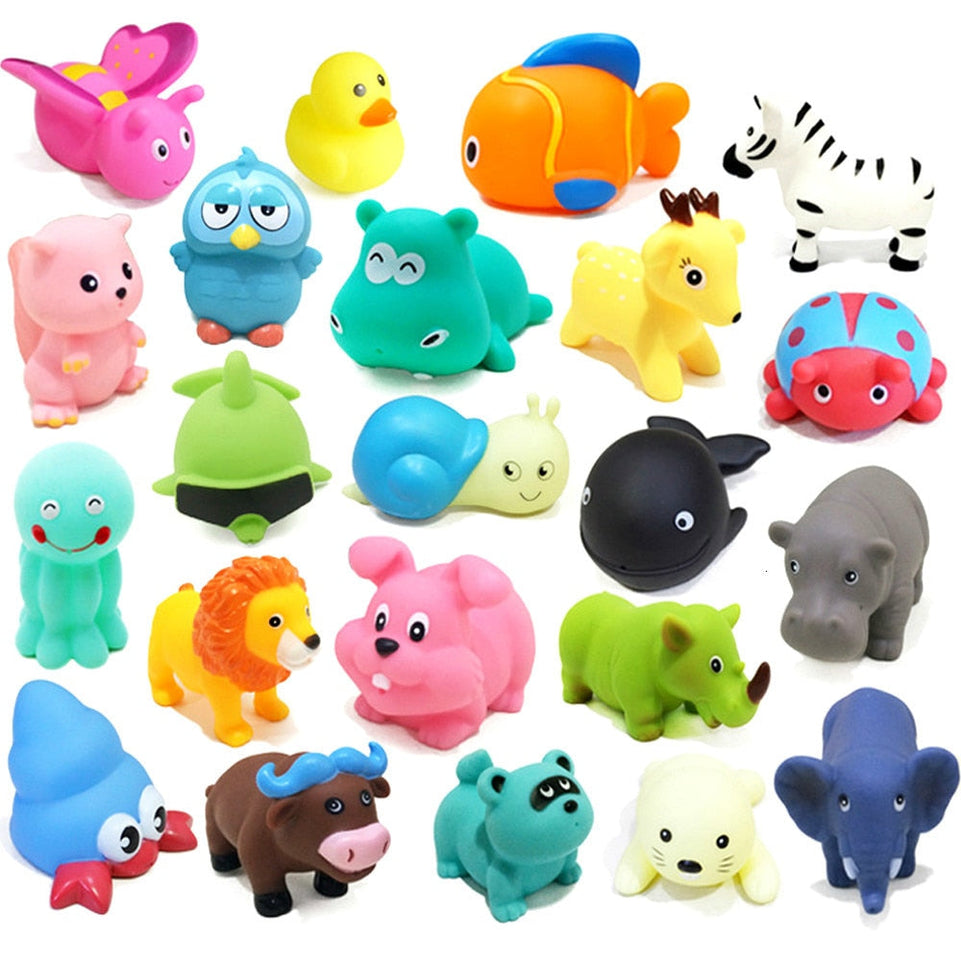 1PCS Baby Bath Toys Soft Rubber Duck Squeeze Sound  Float Animals Bathroom Swimming Water Toys for Children Boys Girls
